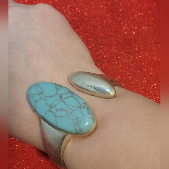 Robert Lee Morris (RLM) Hinged Bangle Soho Turquoise Silver Plate Bracelet - Picture 8 of 13